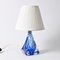 Blaue Mid-Century Glas Tischlampe von Val Saint Lambert, 1950er 1