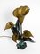 Lampada da tavolo grande floreale in bronzo e ottone, Italia, anni '70, Immagine 3