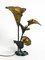Große Italienische Florale Tischlampe aus Bronze & Messing, 1970er 11