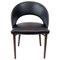 Easy Chair Upholstered with Black Leather and Legs of Rosewood by Chr. Linneberg 1