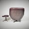 Poltrona girevole in pelle e Tabouret, Scandinavia, anni '60, set di 2, Immagine 8