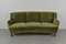 Mid-Century Danish Modern Curved Green Velvet Sofa, 1950s 2