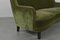 Mid-Century Danish Modern Curved Green Velvet Sofa, 1950s 5