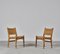 Danish Modern Oak and Rattan CC31 Side Chairs by Hans J. Wegner, 1950s, Set of 2 2