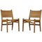 Danish Modern CC31 Beistellstühle aus Eiche & Rattan von Hans J. Wegner, 1950er, 2er Set 1