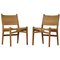 Danish Modern Oak and Rattan CC31 Side Chairs by Hans J. Wegner, 1950s, Set of 2 1