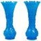 Blaue Opalglas Vasen, 2er Set 1
