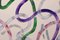 Green and Purple Outlines on Ivory, Abstract Acrylic Painting on Paper, Modern 2020, Image 5