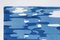 Riflessione verticale geometrica dell'acqua, monotipo originale del ritaglio nei toni blu 2019, Immagine 6