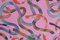 Toni Art Deco su quadro acrilico rosa e quadrato su tela, Brushstroke turchese 2020, Immagine 4