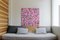 Tonos Art Déco en rosa, acrílico cuadrado sobre lienzo, pincelada turquesa 2020, Imagen 2