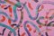 Art Deco Tönen auf Rosa, Quadratisches Acrylbild auf Leinwand, Türkis Brushstroke 2020 5