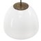 White Opaline Milk Glass Vintage Industrial Brass Top Pendant Light 2