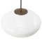 White Opaline Milk Glass Vintage Brass Top Pendant Light 2