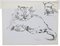 Marie Paulette Lagosse - the Cats - Original Pen on Paper - 1970s, Image 1