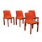 Orange Selene Dining Chairs by Vico Magistretti for Artemide, 1970s, Set of 4 1