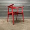 Red Painted Wood Side Chair by Hans J. Wegner, 1960s 6