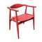 Rot lackierter Beistellstuhl aus Holz von Hans J. Wegner, 1960er 1
