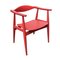 Sedia in legno verniciato rosso di Hans J. Wegner, anni '60, Immagine 1