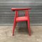 Rot lackierter Beistellstuhl aus Holz von Hans J. Wegner, 1960er 3