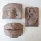Mid-Century Carved Wooden Abstract Face Artwork Sculptures, Set of 3 2