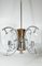 Nickel Plated Art Deco Chandelier of Walnut with Cut Glass Panels, 1930's 1