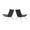 Model PK22 Black Leather Lounge Chairs by Poul Kjærholm for E. Kold Christensen, 1960s, Set of 2, Image 1