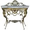 19th Century French Bronze Console Table or Vanity with White Marble Top 1