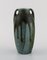Vase mit Griffen aus glasierter Keramik, Laufglasur, Denbac, Frankreich 4