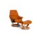 Orange Reno Leather Armchair & Stool from Stressless, Set of 2 1