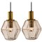 Geometric Brass and Clear Glass Pendant Lights from Limburg, 1970s, Set of 2 1