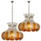 Amber Glass Flower Chandeliers from Mazzega, Italy, Set of 2 1