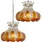 Lampadari floreali in vetro color ambra di Mazzega, Italia, set di 2, Immagine 2