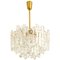 Modern Brass Ice Glass Pendant Chandelier from Kalmar, 1970s, Image 1