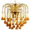 Chandelier with Murano Burned Orange Glass Flowers in the Style of Venini 1