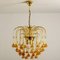 Chandelier with Murano Burned Orange Glass Flowers in the Style of Venini 10
