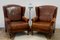 Art Deco Leather Wing Lounge Chairs, 1930s, Set of 2 2