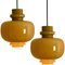 Olive Green Glass Pendant Lights by Hans-Agne Jakobsson for Staff, 1960, Set of 2 3