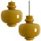 Olive Green Glass Pendant Lights by Hans-Agne Jakobsson for Staff, 1960, Set of 2 1