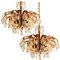 Crystal Glass & Gilt Brass 6-Light Chandeliers from Palwa, 1960s, Set of 2 1