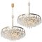 Chandeliers in Gilded Brass and Faceted Crystal from Palwa, 1960s, Set of 2 1