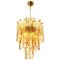Brass Clear and Amber Spiral Glass Chandelier from Doria, 1970, Image 1