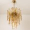 Brass Clear and Amber Spiral Glass Chandelier from Doria, 1970 6