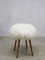 Tabouret Vintage en Peau de Mouton 1