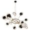 Pendant Light In Brass and Steel With Black and White Globes, Image 1