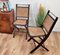 Mid-Century Italian Wood, Brass & Rattan Folding Chairs, Set of 2, Image 2