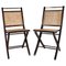 Mid-Century Italian Wood, Brass & Rattan Folding Chairs, Set of 2, Image 1