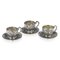 Antike chinesische Teetassen & Untertassen aus massivem Silber von Nam-Hing, 19. Jh., 3er Set 1