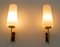 Moderne italienische Mid-Century Wandlampen aus Messing & Opalglas von Stilnovo, 1950er, 2er Set 3