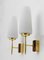 Moderne italienische Mid-Century Wandlampen aus Messing & Opalglas von Stilnovo, 1950er, 2er Set 6
